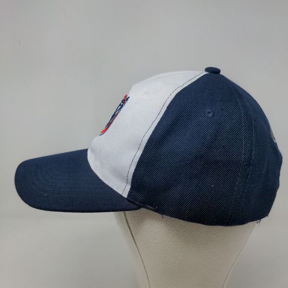 TruPay Men's Strapback Hat White Blue Adjustable Embroidered Bear Baseball Logo - Picture 3 of 8